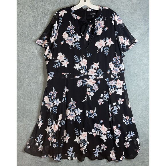 Torrid Dresses & Skirts - Torrid Dress Womens 22 Black Fit And Flare Lined Flutter Sleeve Flowy Summer‎
